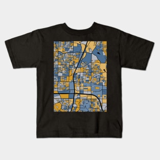 Plano Map Pattern in Blue & Gold Kids T-Shirt